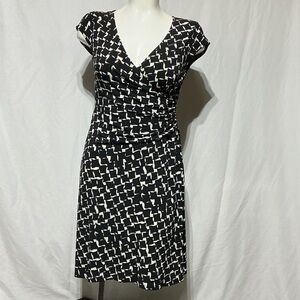 Evan Picone Black White Patterned Dress Sz 12